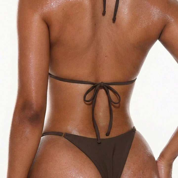 Women's Triangle Bikini with Fashionable Metallic Details Mune Fashion