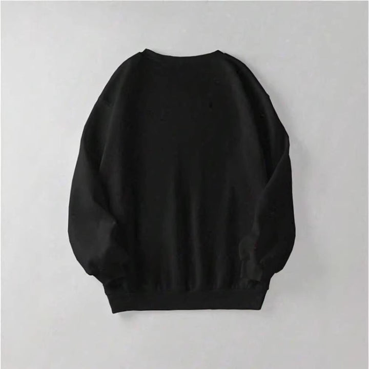 Women's Casual Oversized Sweatshirt with Vintage Skull Print and Ribbed Hem Mune Fashion