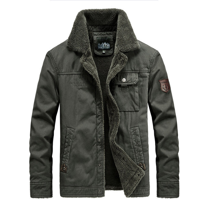 Men's Robustly Crafted Canvas Blouson Jacket with Full Sherpa Lining and Utility Pockets Mune Fashion