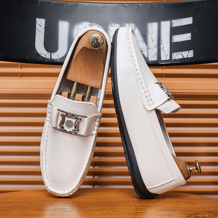 Men's Elegant Loafers with Stylish Metal Buckle Detail
