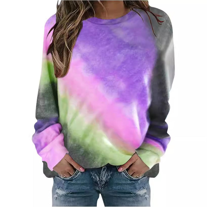 Women's Oversize Batik Sweatshirt with Round Neck and Soft Ribbed Cuffs Mune Fashion