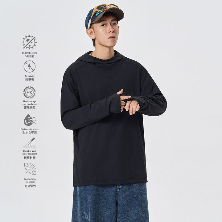 Herren Kapuzenpullover mit hohem Schalkragen aus technischem Stretchjersey Mune Fashion