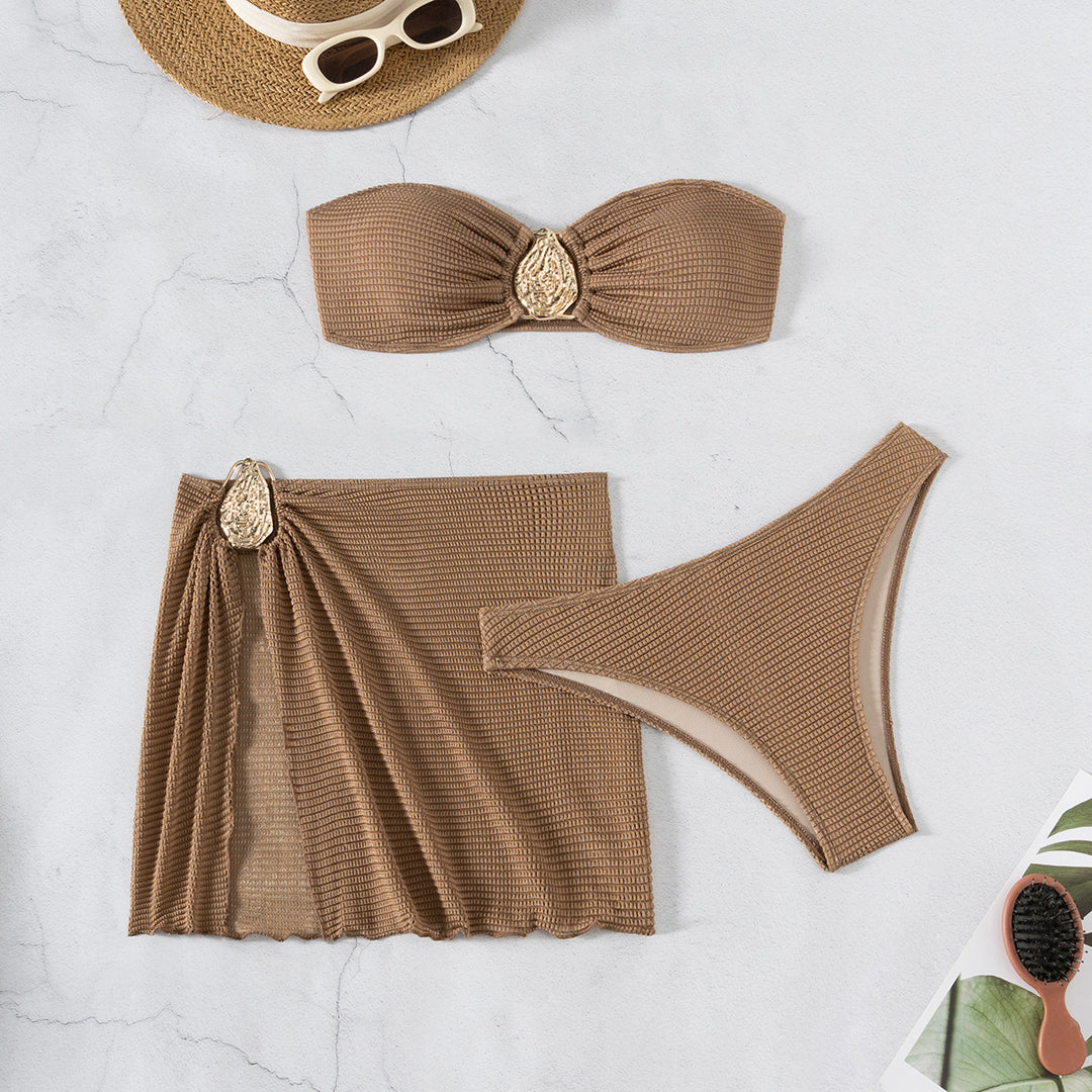 Ladies Bandeau Bikini Set with stylish pleat detail Mune Fashion