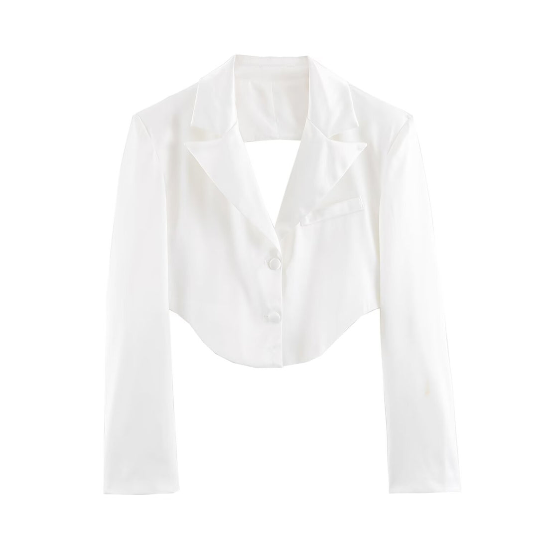 Women's Short Blazer-Bolero with Lapel Collar and Tailored Silhouette Mune Fashion