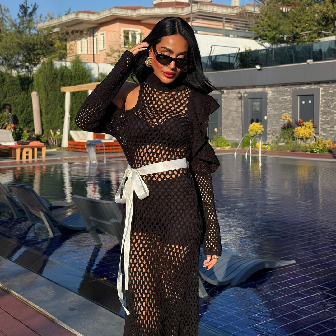 Women's Off-Shoulder Mesh Dress with Elegant Ruffles Mune Fashion