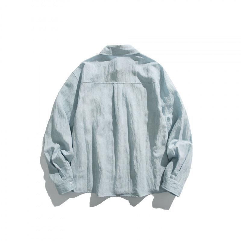 Unisex Oversize lightweight linen blend shirt with chest pocket and loose boxy cut Mune Fashion