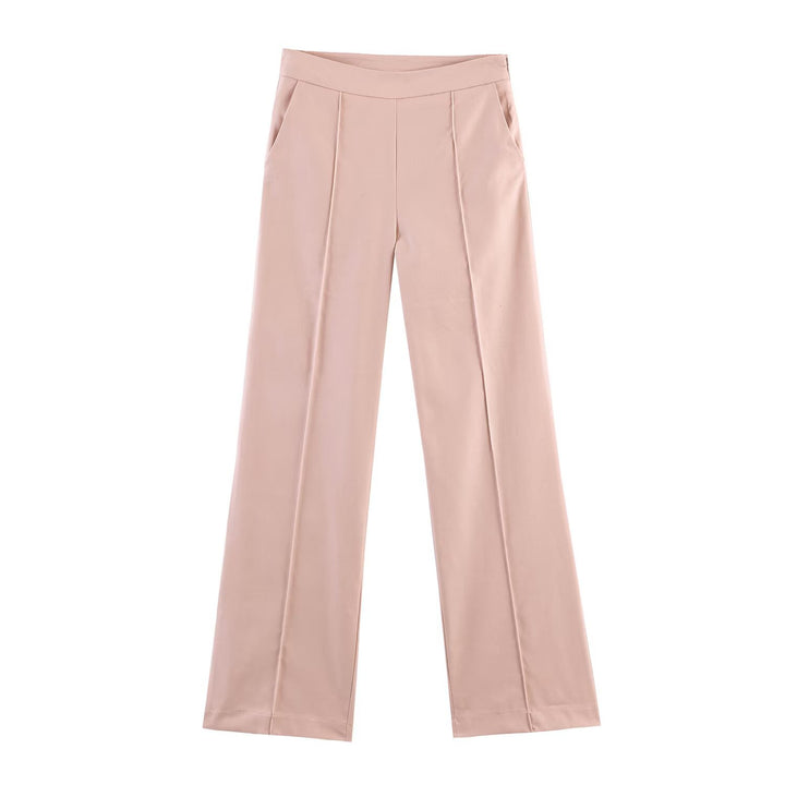 Women High-Waisted Marlene Pants with Creases and Side Pockets Mune Fashion