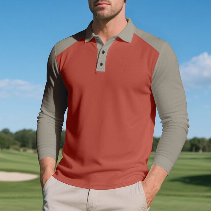 Men's long-sleeved raglan polo made of functional jersey with sporty button placket Mune Fashion