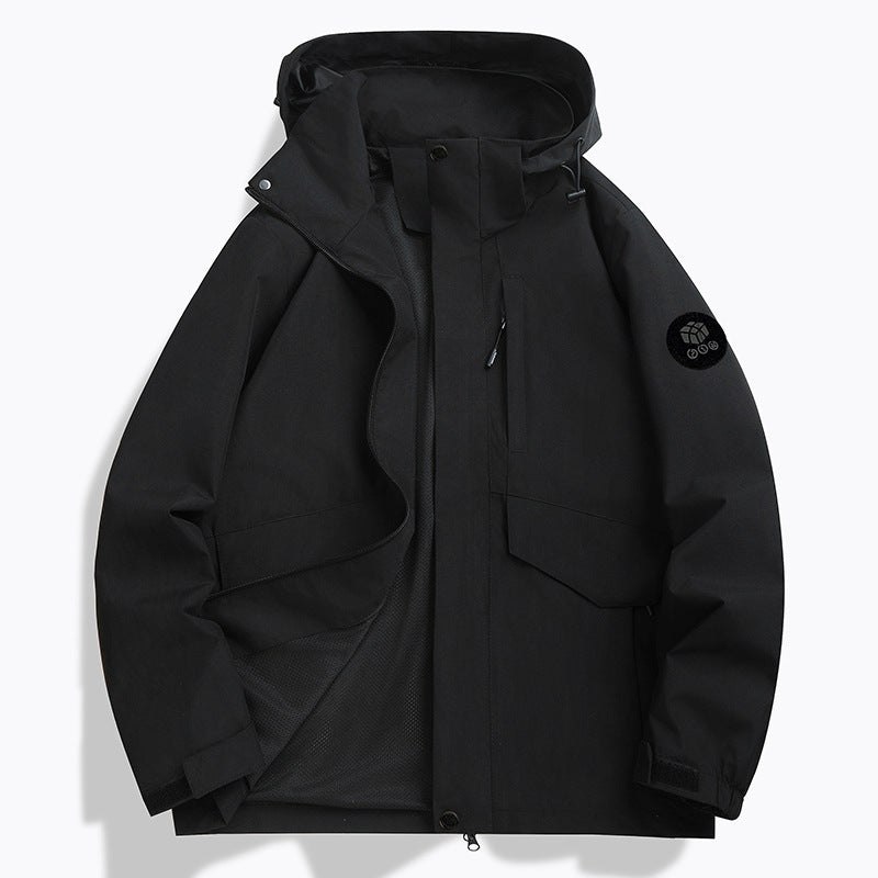Men's Weatherproof Softshell Jacket with Mesh Lining, Adjustable Hood and Concealable Zip Placket Mune Fashion