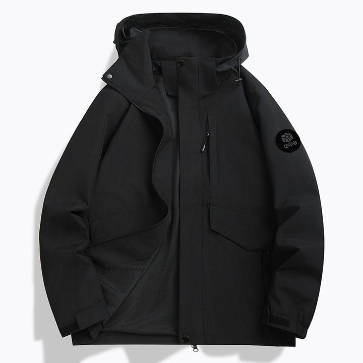 Men's Weatherproof Softshell Jacket with Mesh Lining, Adjustable Hood and Concealable Zip Placket Mune Fashion