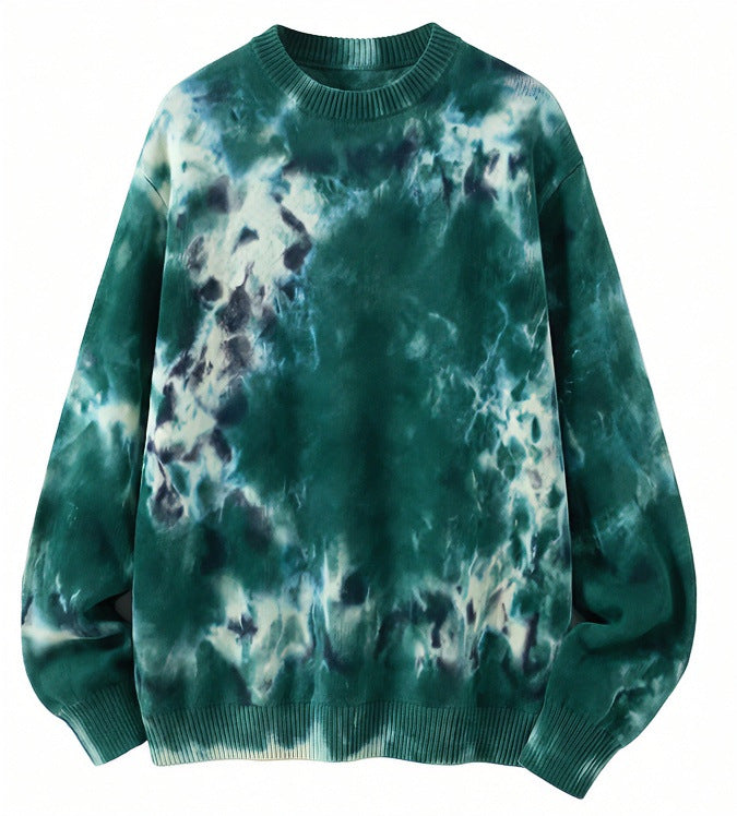 Men's Oversized Batik Sweater with Crew Neck and Ribbed Cuffs Mune Fashion