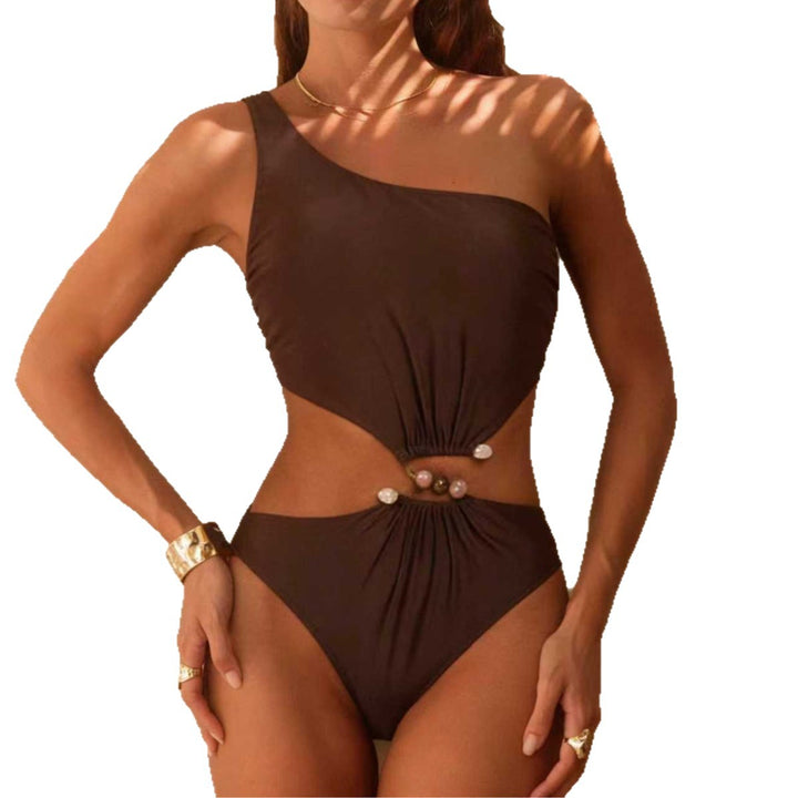 Women's asymmetrical cut-out swimsuit with embellishment details Mune Fashion