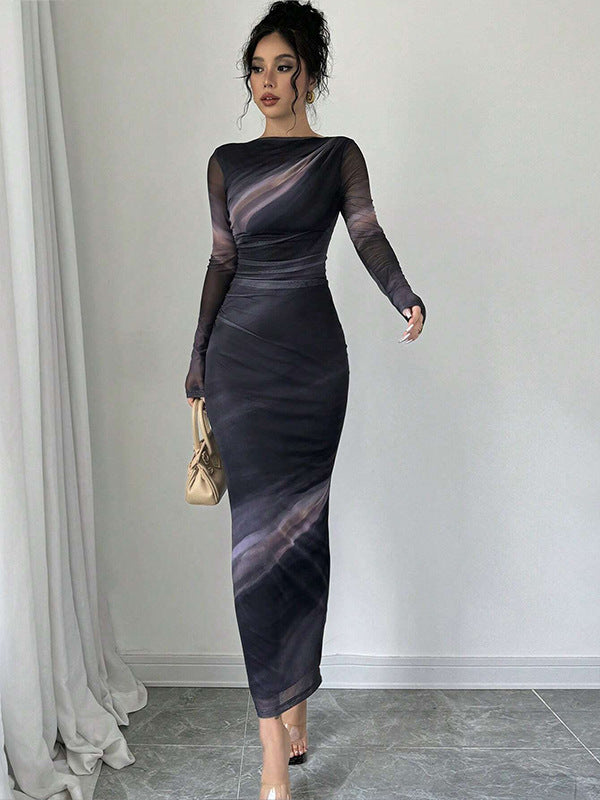 Ladies Elegant Wrap Dress with Texture Mune Fashion