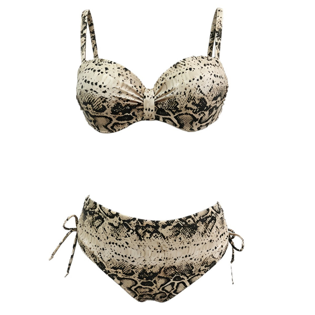 Women's High-Cut Snake Print Bikini Mune Fashion