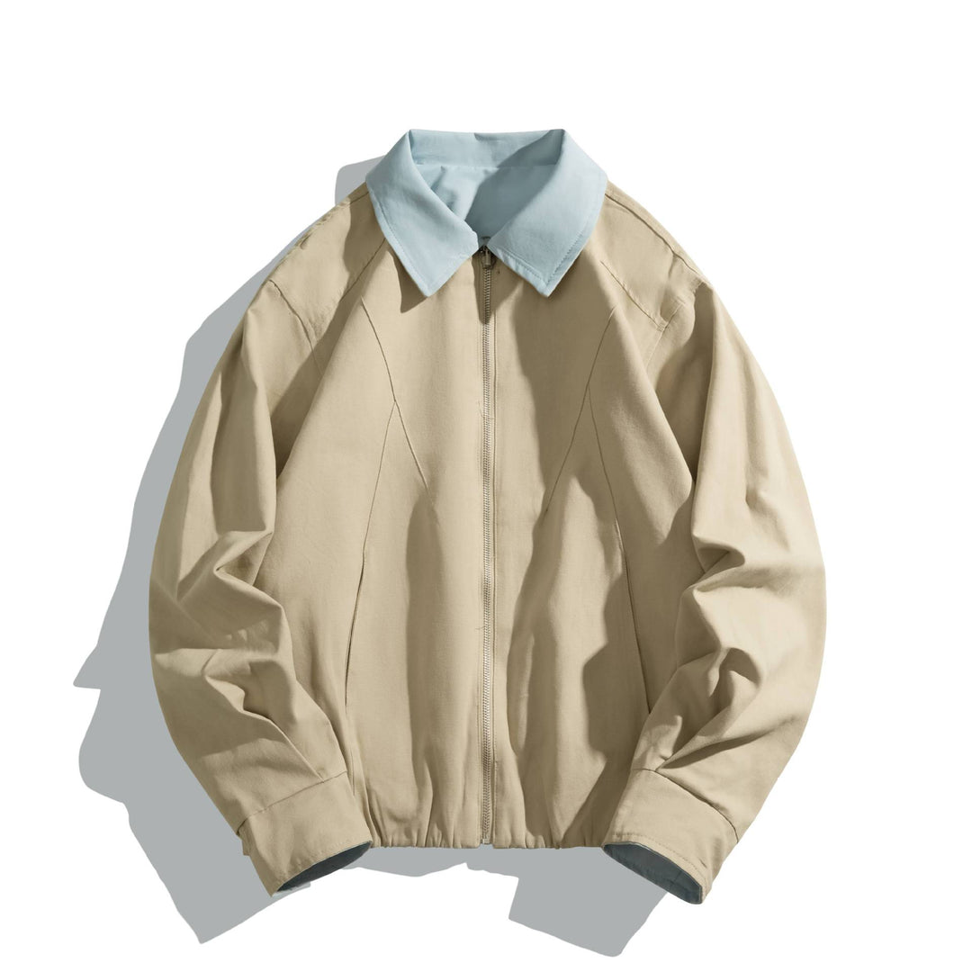 Unisex Short Cut Boxy Blouson with Contrast Collar and Light Padding Mune Fashion
