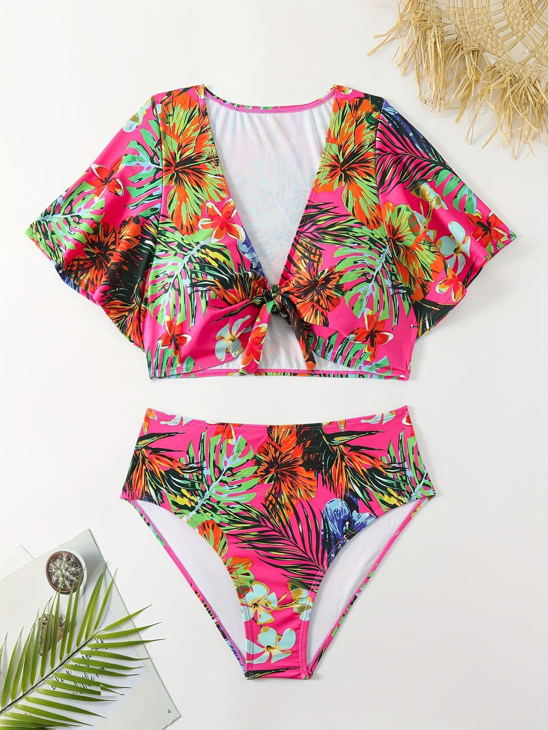 Women's bikini set with floral patterns and lightweight cover-up Mune Fashion