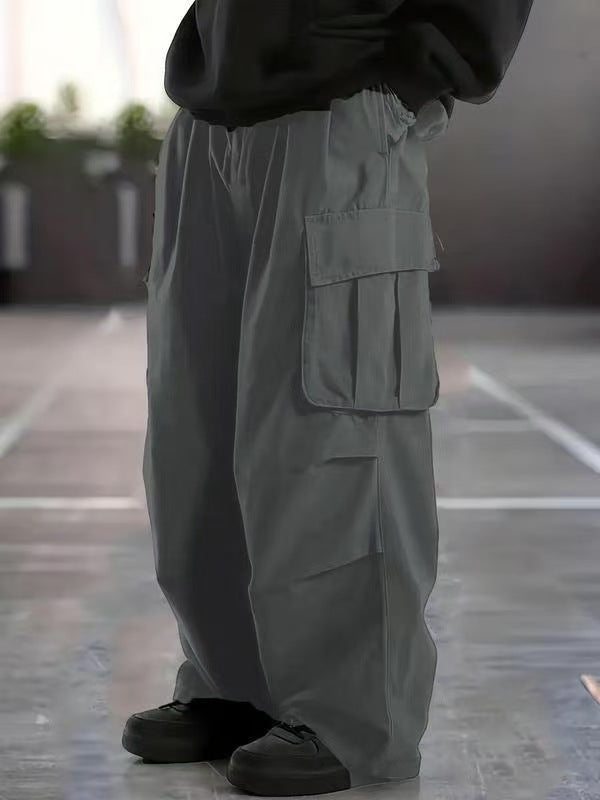 Men's Baggy Cargo Pants in Oversized Utility Style with Elastic Waistband & Multiple Pockets Mune Fashion
