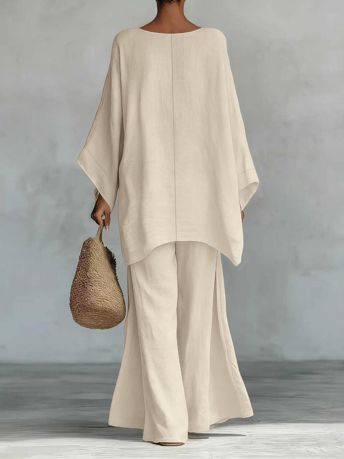 Women Casual Oversized Kaftan Top with Wide Palazzo Pants Mune Fashion