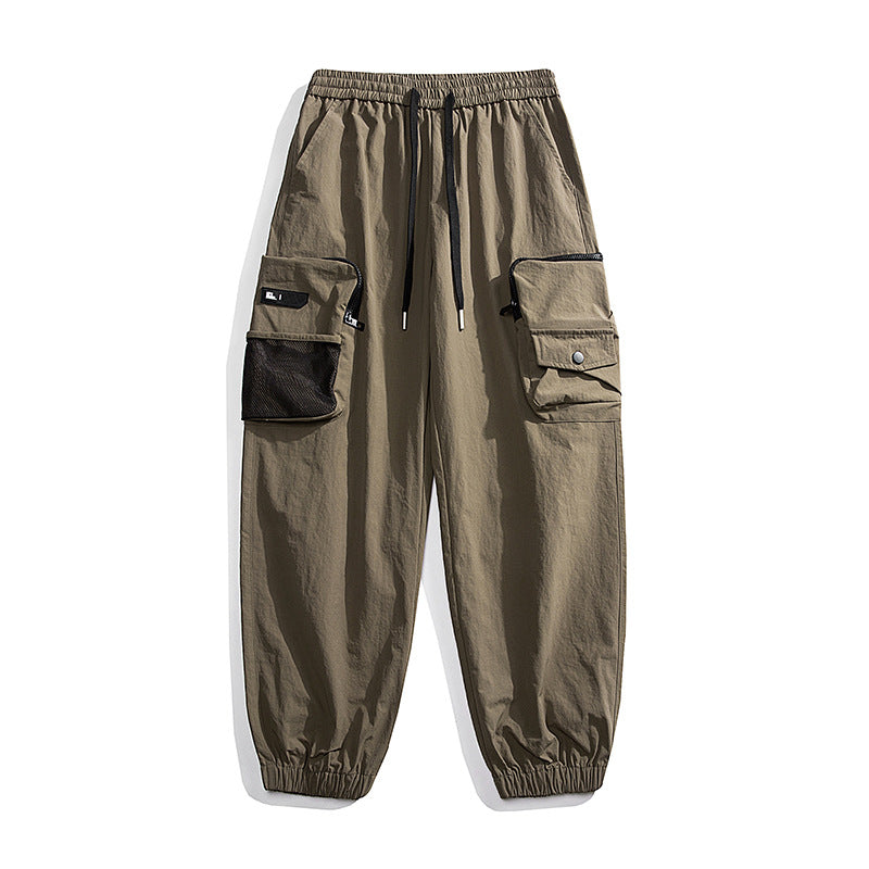 Unisex Loose Nylon Cargo Pants with Elastic Waistband and Ankle Cuffs Mune Fashion