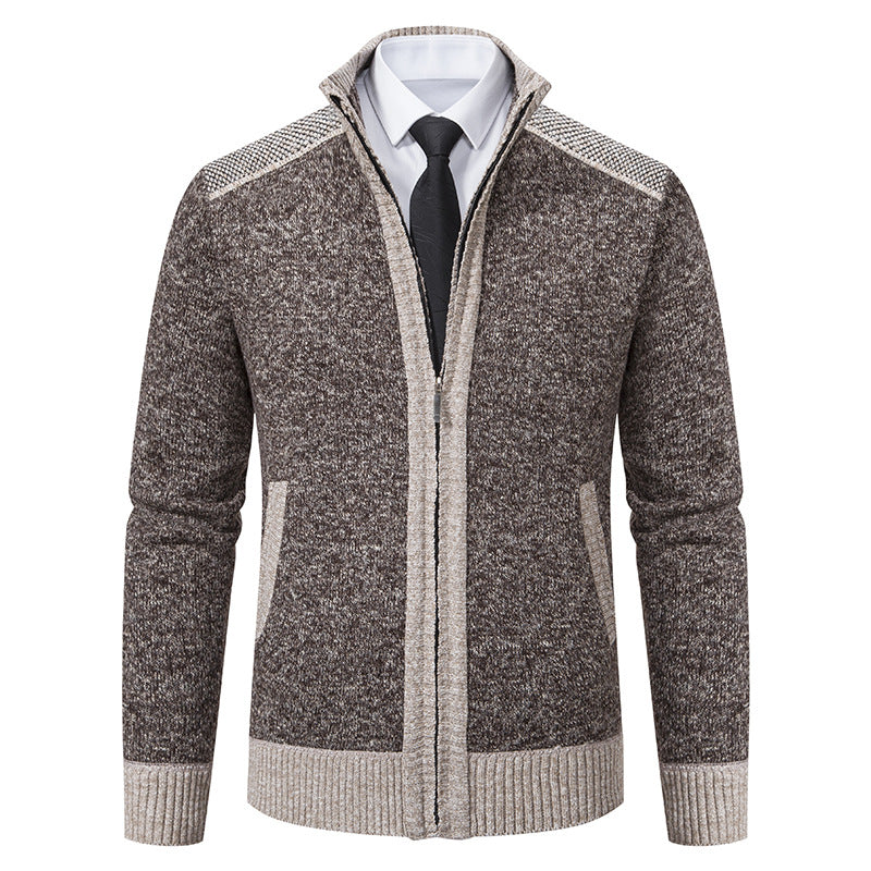 Men's structured knit cardigan with stand-up collar and full zip Mune Fashion