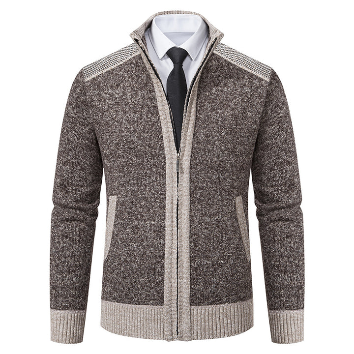 Men's structured knit cardigan with stand-up collar and full zip Mune Fashion