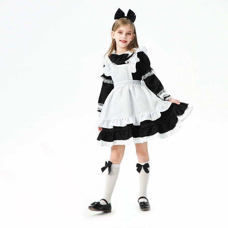 Girl's playful maid dress with ruffle details Mune Fashion