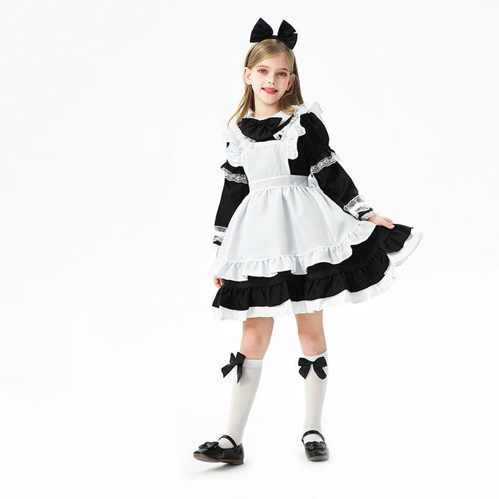 Girl's playful maid dress with ruffle details Mune Fashion