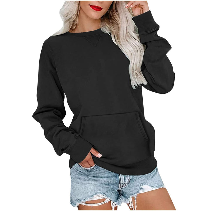 Women's Loose Sweatshirt with Round Neckline and Kangaroo Pocket Mune Fashion