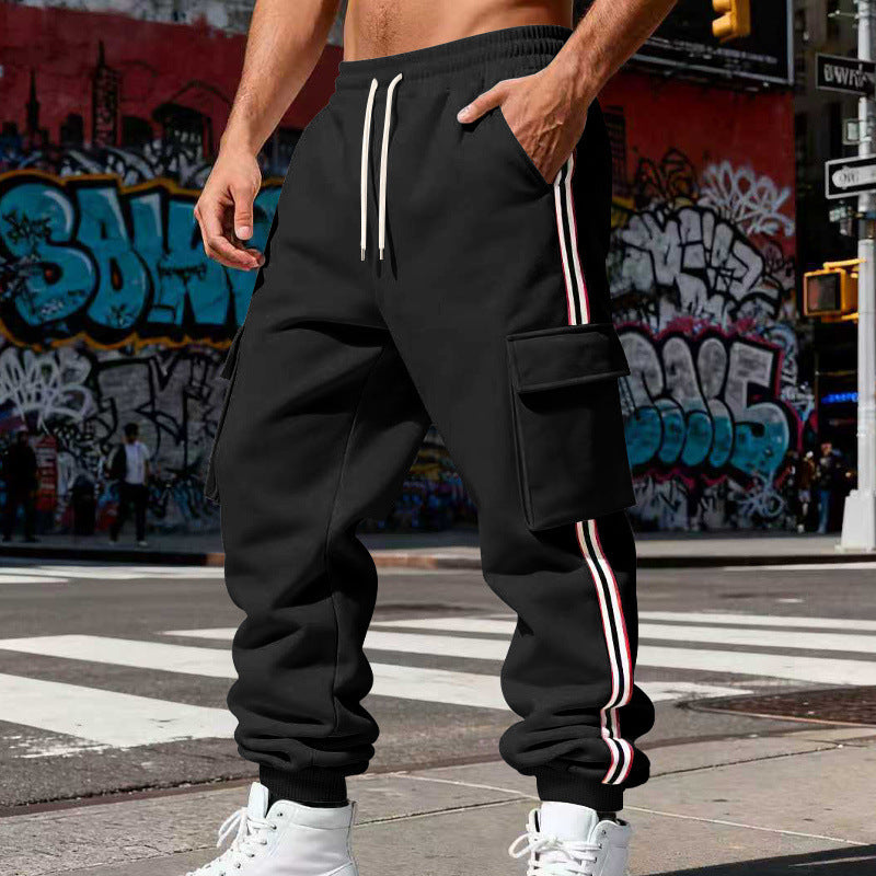 Men's Cargo Jogger Pants with Side Flap Cargo Pockets, Drawstring & Ribbed Cuffs