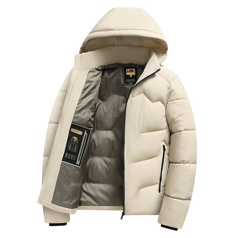Men's short cut insulated quilted jacket with hood, windbreaker & technical inner lining Mune Fashion