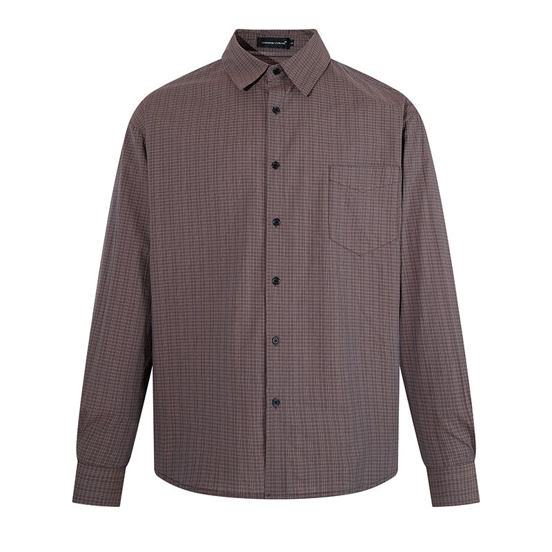 Men's long sleeve shirt in fine Glencheck with chest pocket and straight cut Mune Fashion