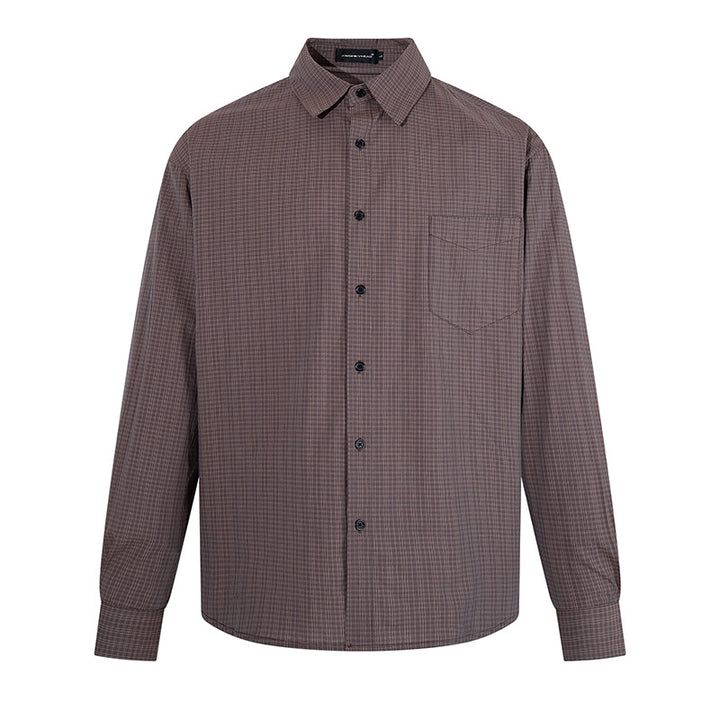 Men's long sleeve shirt in fine Glencheck with chest pocket and straight cut Mune Fashion