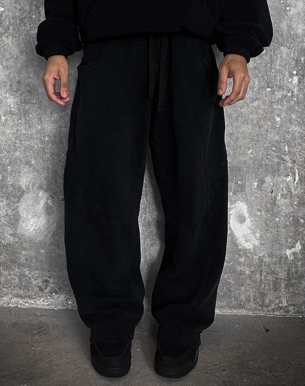 Men's Nan Oversized Leisure Joggers with Curved Seam Details, Drawstring Waistband and Elastic Leg Openings Mune Fashion