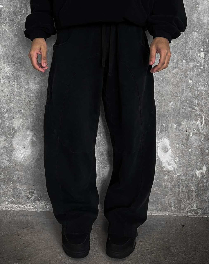 Men's Nan Oversized Leisure Joggers with Curved Seam Details, Drawstring Waistband and Elastic Leg Openings Mune Fashion