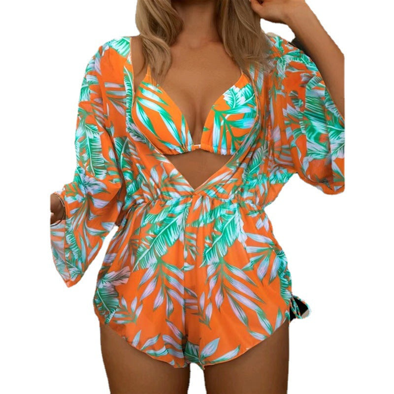 Women Reversible Beachwear with Floral Kimono and Bikini Mune Fashion
