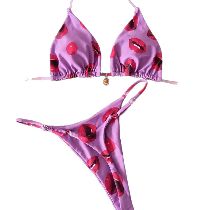 Women's Triangle Bikini with Playful Lip Design Mune Fashion
