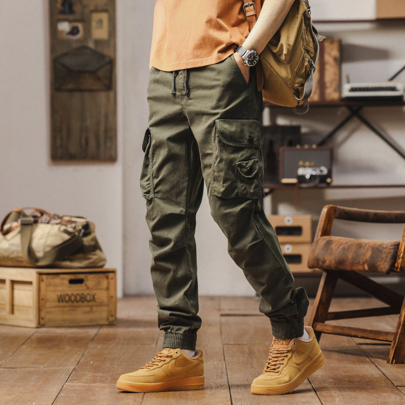 Men's Tactical Cargo Jogger Pants with Drawstring Waistband and Adjustable Snap Pockets Mune Fashion