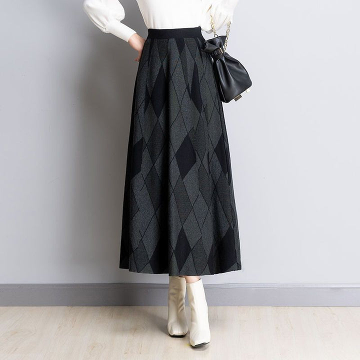 Ladies Long Checked Maxi Skirt Mune Fashion