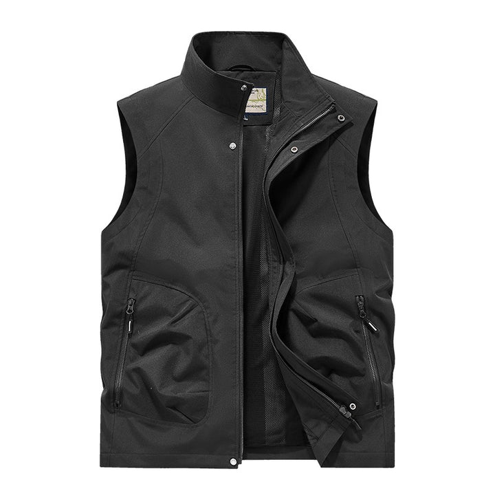 Men's Utility Softshell Vest with High Stand Collar, Zipper & Multi-Functional Pockets Mune Fashion