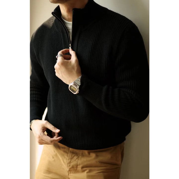 Men's Knit Sweater with Stand Collar Mune Fashion