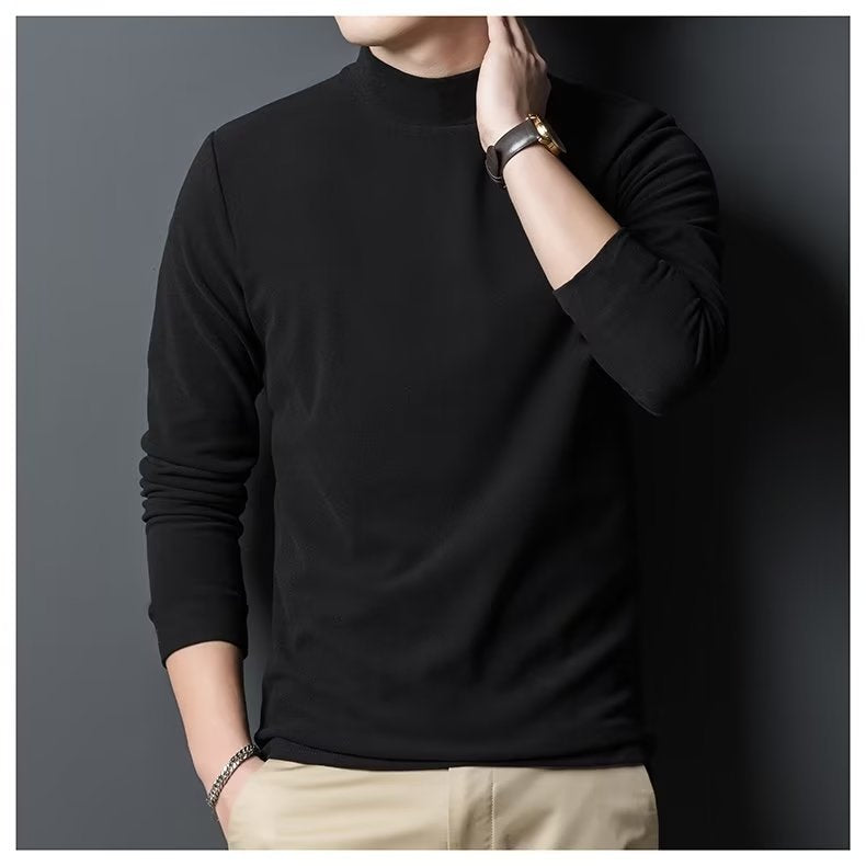 Men's High-Quality Long Sleeve Shirt with Turtle Neck Mune Fashion