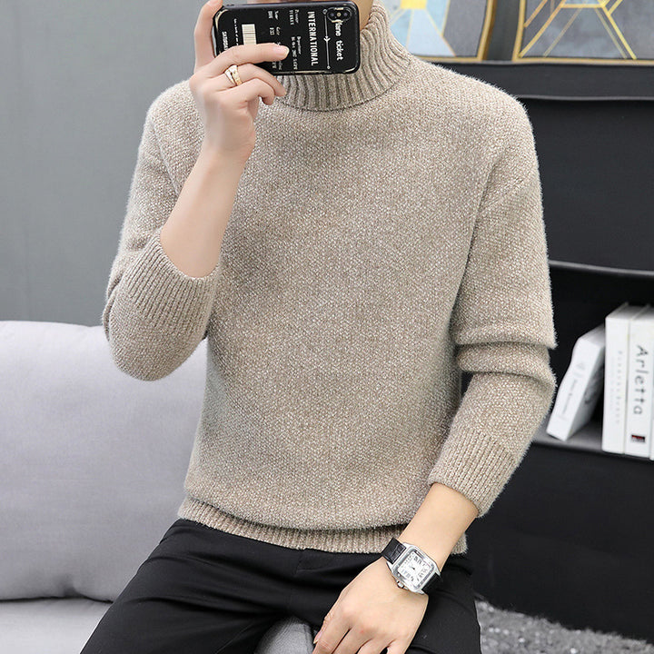 Men's turtleneck sweater made of boucle fine knit with ribbed cuffs Mune Fashion