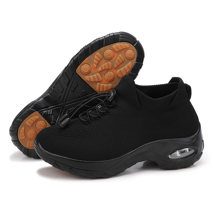 Women's breathable knitted platform sneakers with air cushion support and elastic shaft Mune Fashion