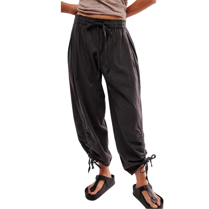 Women's Loose Jogging Pants with Drawstring Waistband, Cord Hem and Gathering