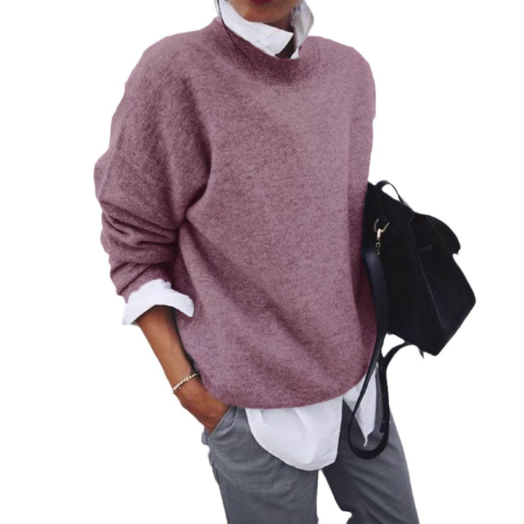 Women's oversized cozy knitted sweater with stand-up collar Mune Fashion