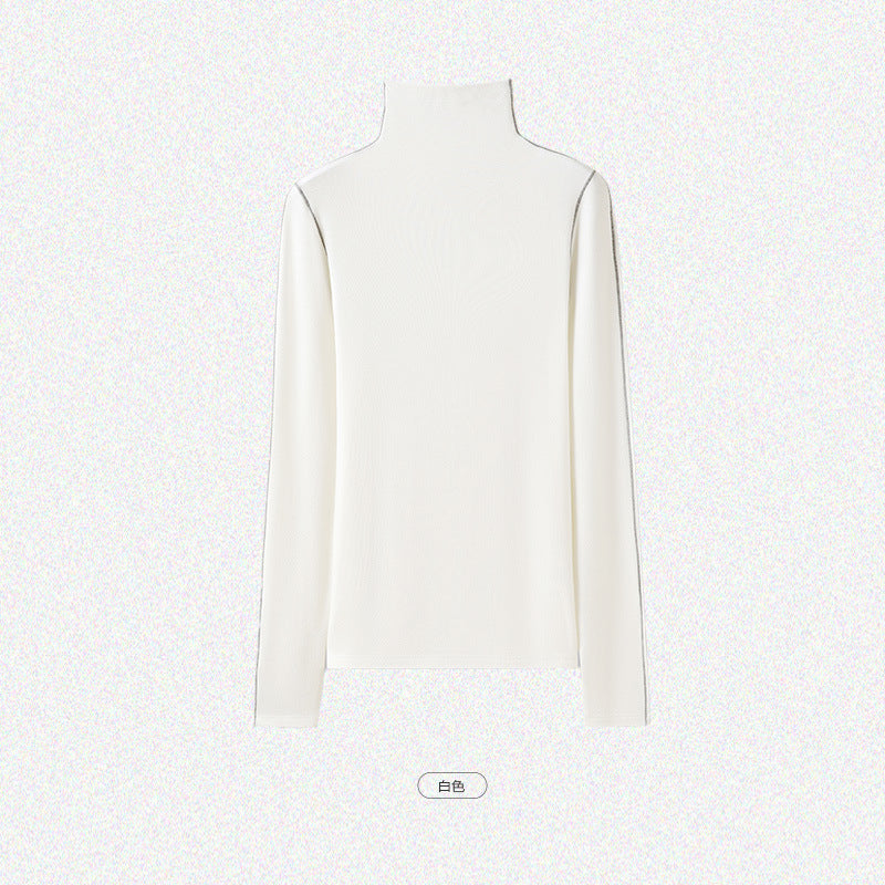 Women's Slim-Fit Turtleneck Fine Knit Shirt with Long Sleeve Mune Fashion