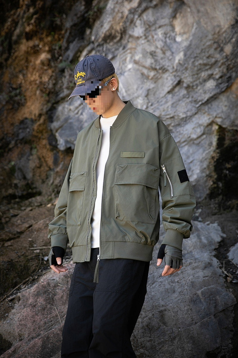 Women's Oversize Multifunctional Field Bomber Jacket with Cargo Pockets & Ribbed Cuffs Mune Fashion