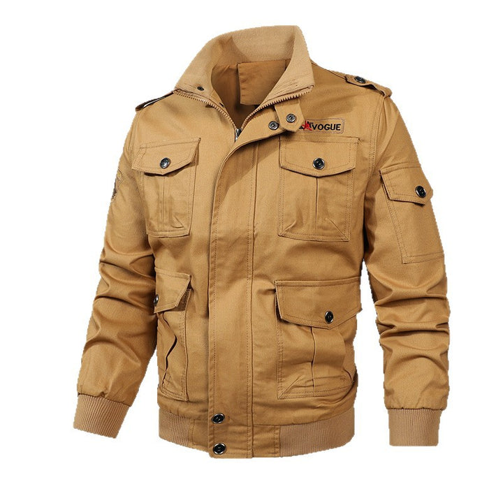 Men's field jacket in military style with multiple pockets and knit collar Mune Fashion