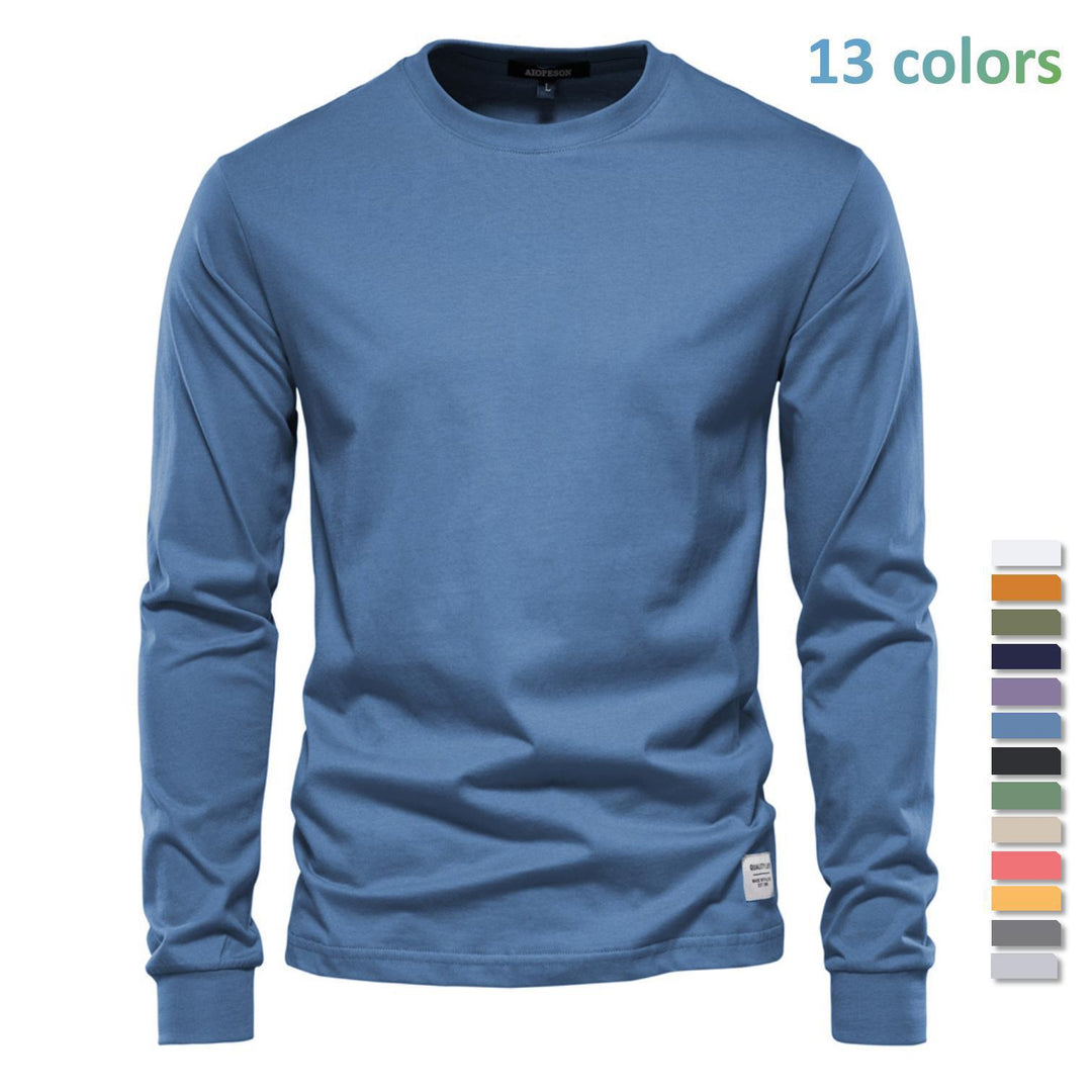 Men's classic long-sleeved cotton shirt with round neck and elastic cuffs Mune Fashion