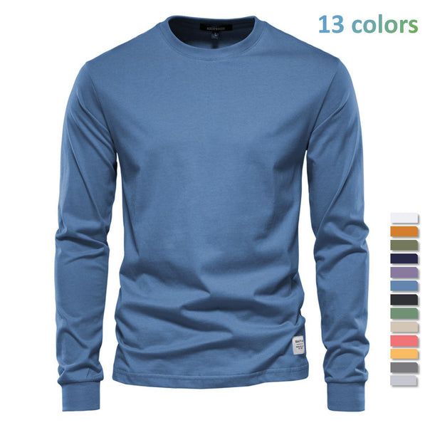 Men's classic long-sleeved cotton shirt with round neck and elastic cuffs Mune Fashion